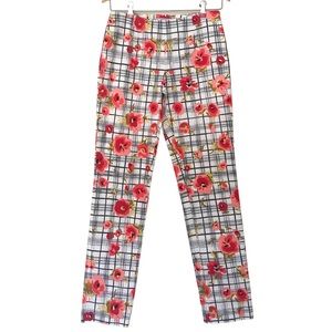 Moschino Plaid Floral Mid Rise Skinny Cigarette Ankle Pants Office Career 6